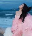 蔡文静 性感好身材 粉雾海海边粉色礼服大片 美到极致