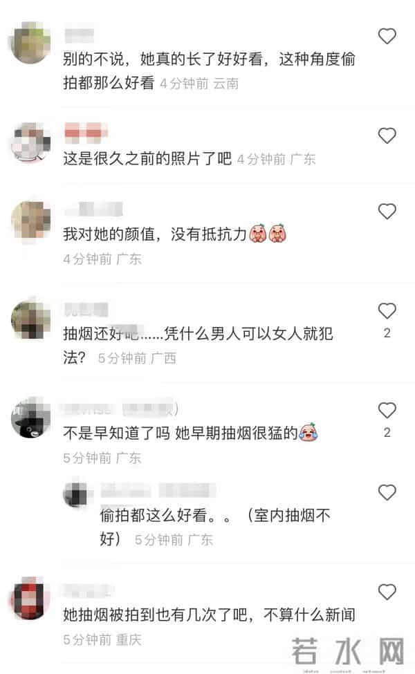 angelababy三亚度假时抽烟