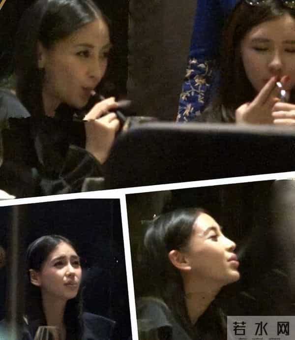 angelababy三亚度假时抽烟