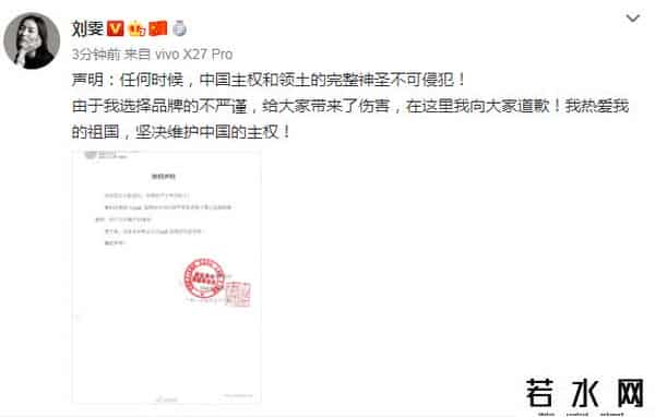 刘雯终止蔻驰合作