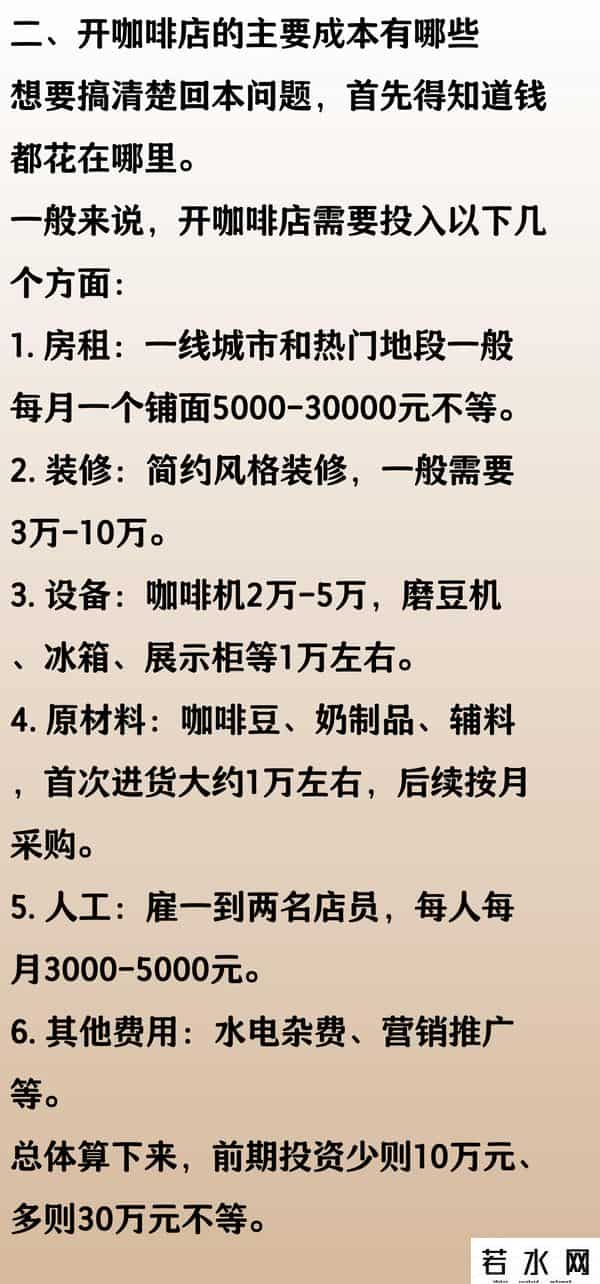 开个咖啡店要多少钱