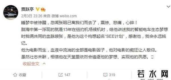 贾跃亭悼念张昭