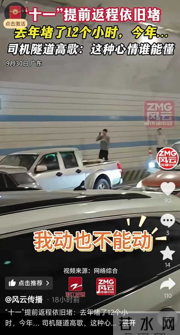 国庆出行车主高速上遛狗打球