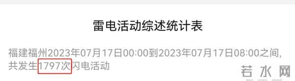 福州一晚上闪电1797次