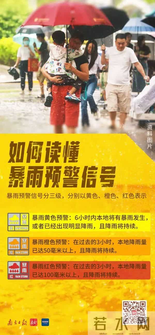 广东暴雨-街头积水市民骑车如渡河