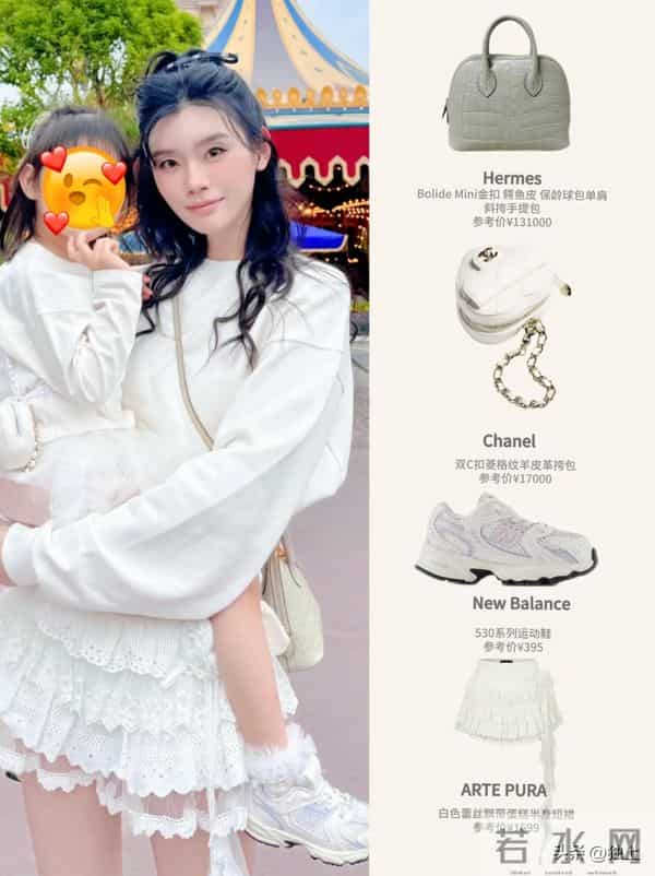 迪士尼偶遇何猷君一家,4岁女儿背1.7万挎包,奚梦瑶本人美到失语