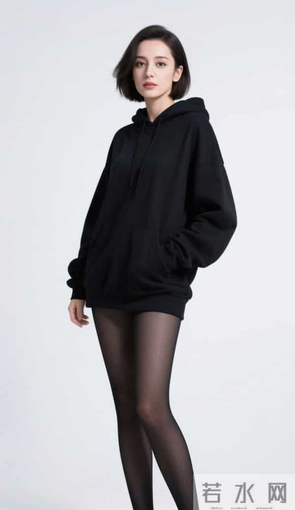 穿黑色兜帽衫的迪丽热巴