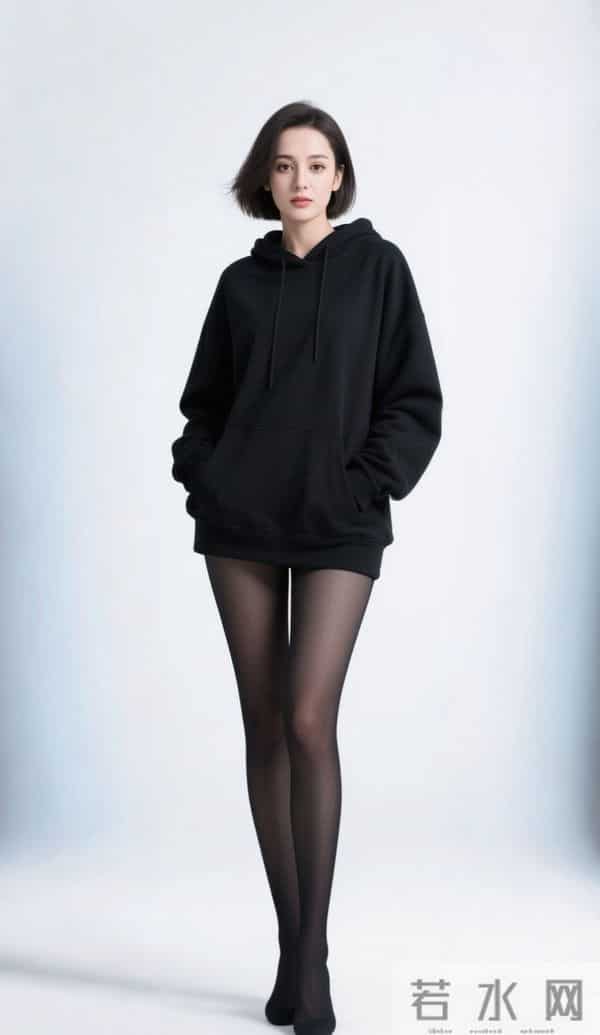 穿黑色兜帽衫的迪丽热巴