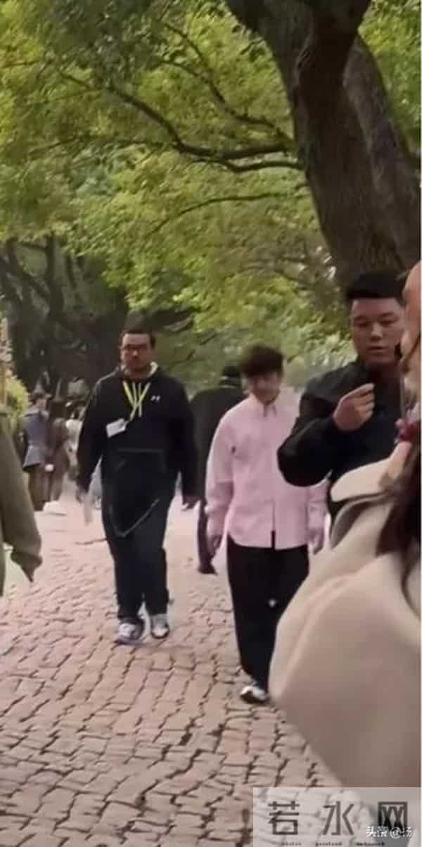 51岁何炅乌镇被偶遇，穿粉色条纹衬衣步伐矫健，带金丝眼镜显年轻