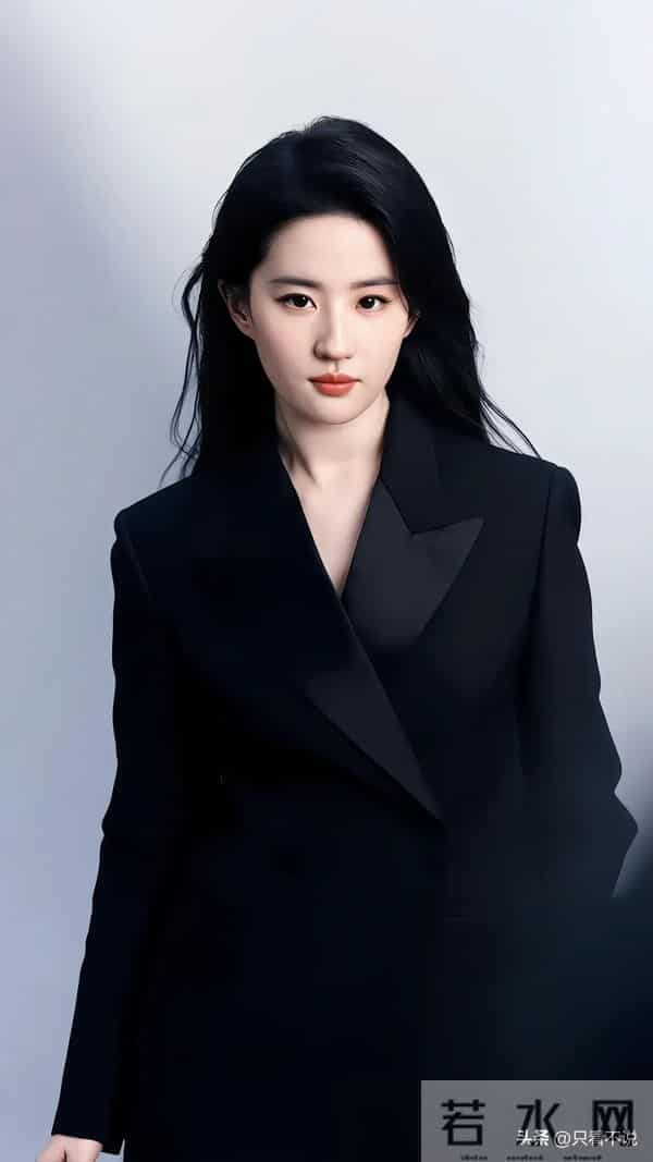 刘亦菲黑色西装，又美又飒，妥妥的御姐范儿