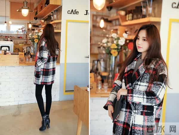 孙允珠——简约圆领毛衣&西装领格子外套