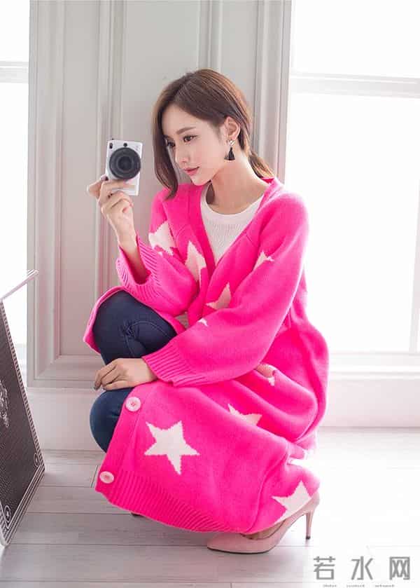 孙允珠 星星长款大毛衣开衫