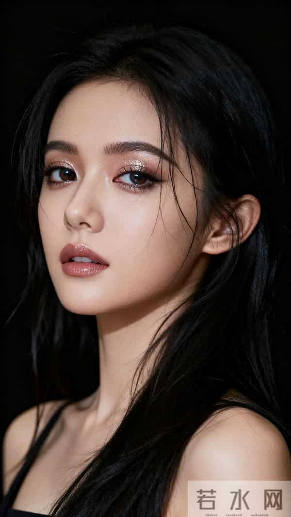 黑长直少女纯黑背景时尚大片｜高级感与性感魅力的碰撞