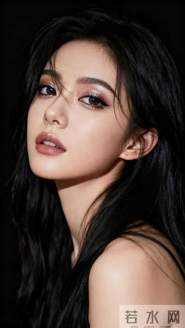 黑长直少女纯黑背景时尚大片｜高级感与性感魅力的碰撞