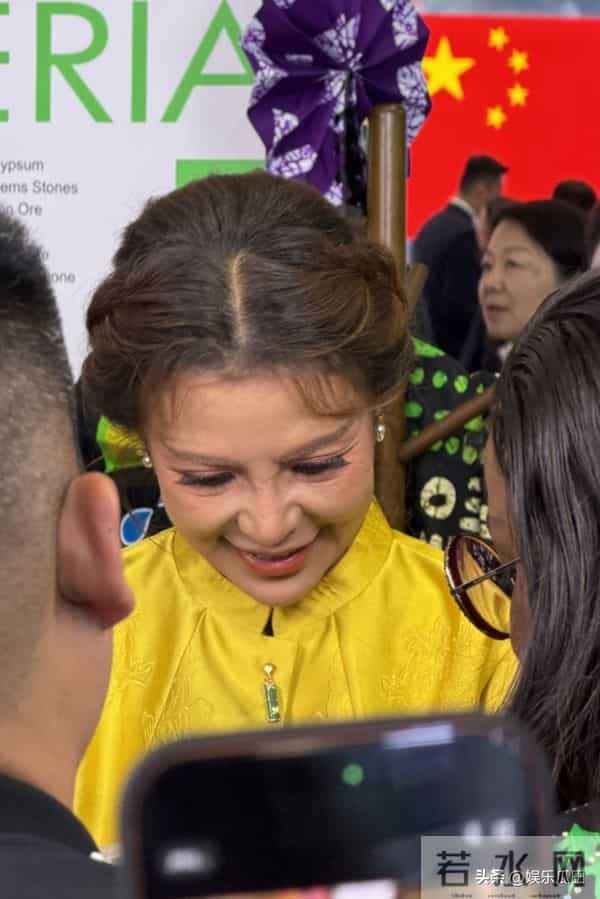 52岁朱迅上海进博会被偶遇 着黄色新中式配盘发 白发显眼 容颜易老