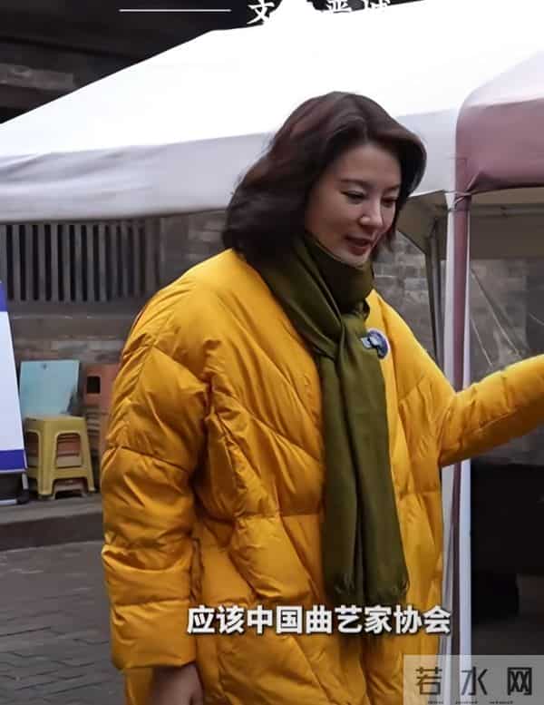 刘芳菲探访铁佛寺,姜黄羽绒服搭墨绿围巾,知性优雅尽显文旅风采