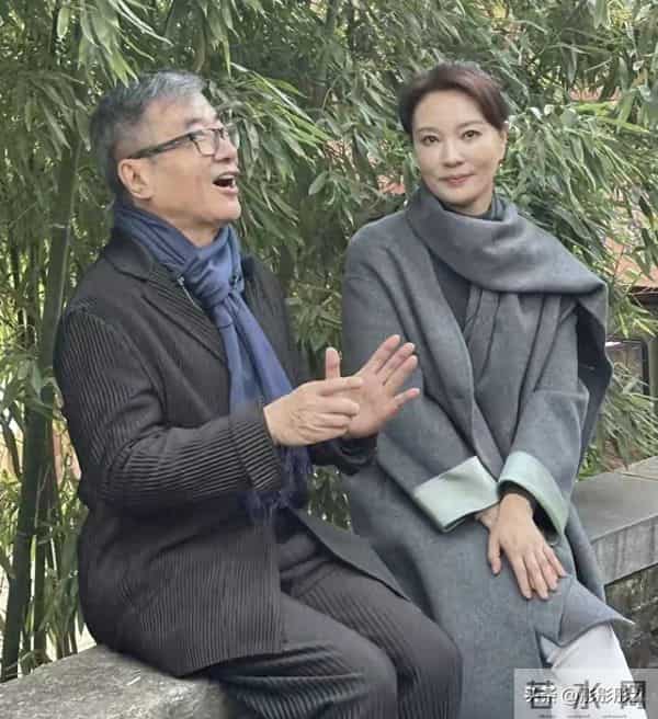 刘芳菲玉皇庙被偶遇！灰色大衣优雅出镜，巴掌脸嫩如少女美到发光