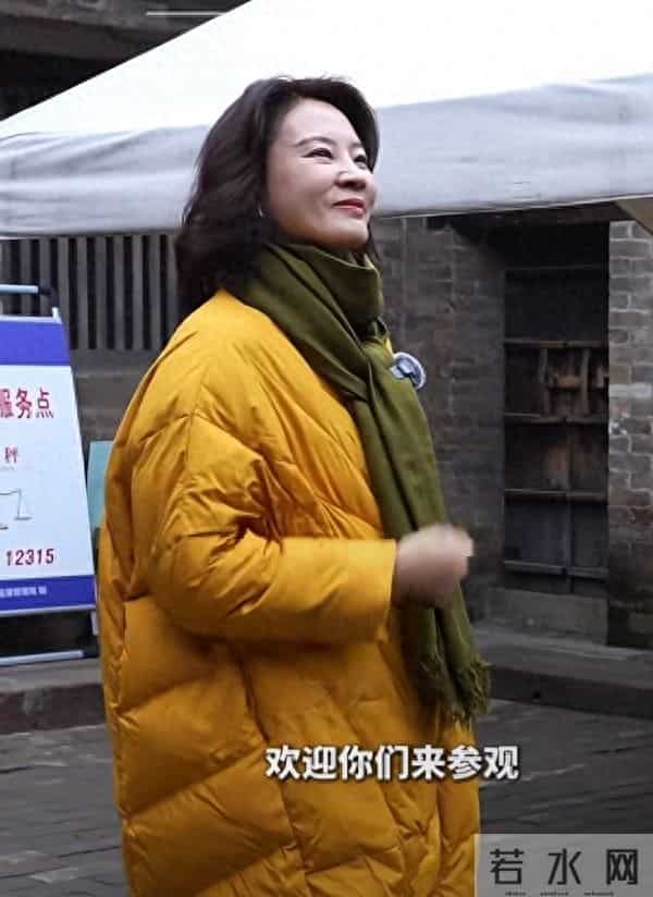 刘芳菲探访铁佛寺,姜黄羽绒服搭墨绿围巾,知性优雅尽显文旅风采