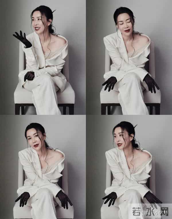 那英出席卡地亚高级珠宝晚宴,穿露肩白色西服套装气场全开好美