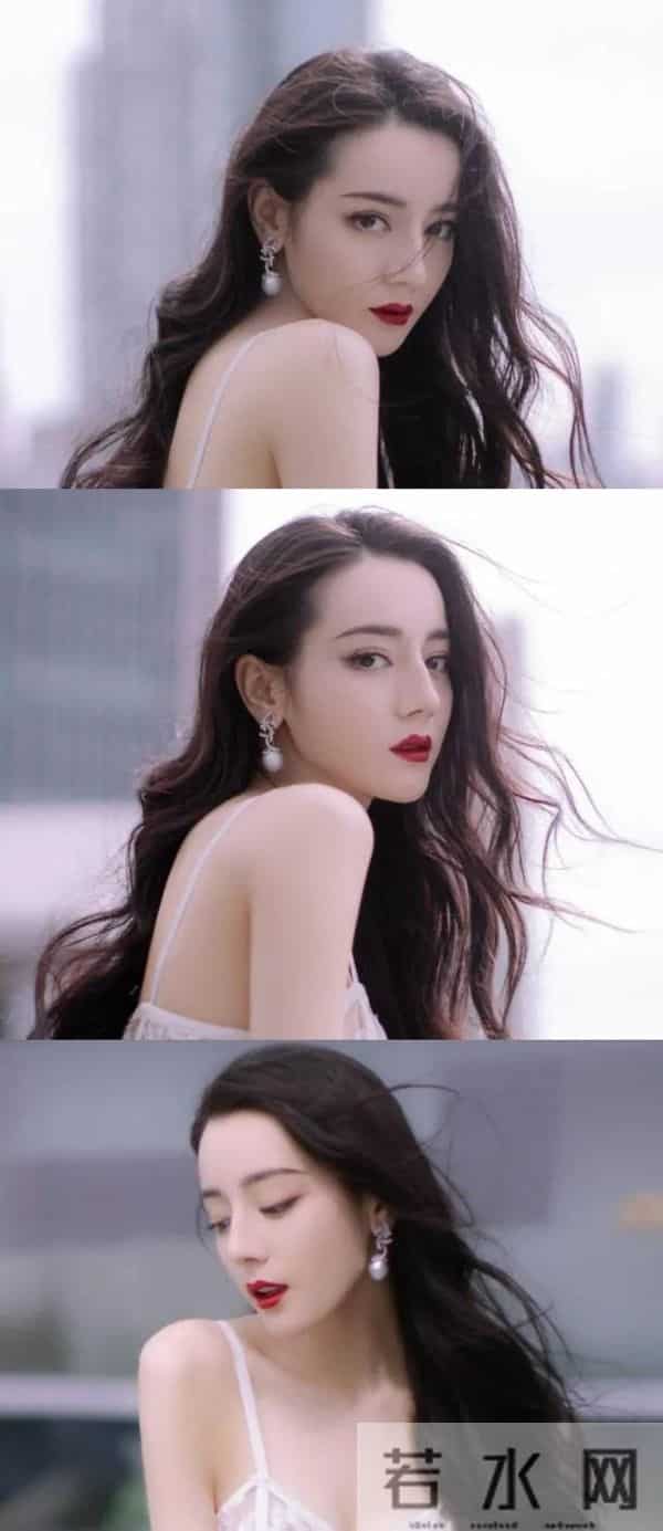 迪丽热巴性感蕾丝小吊带