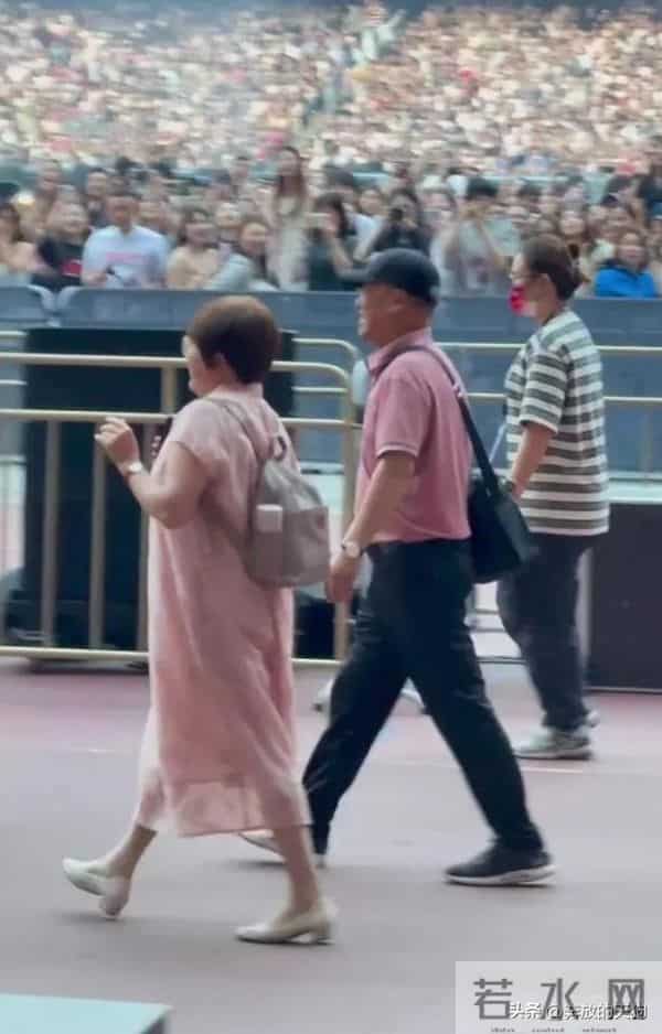 张杰爸妈现身儿子演唱会，张妈穿粉裙优雅迷人，母子俩如复制粘贴