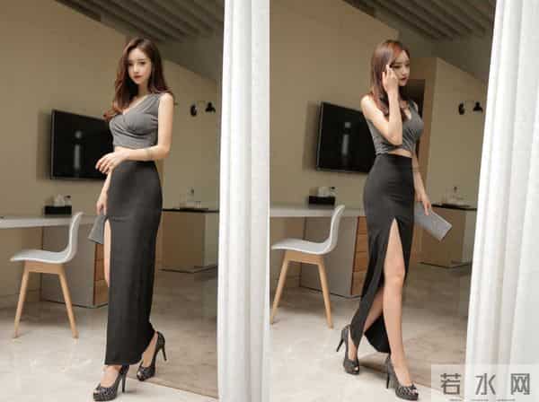 孙允珠 麻灰绞花娇小背心连衣裙