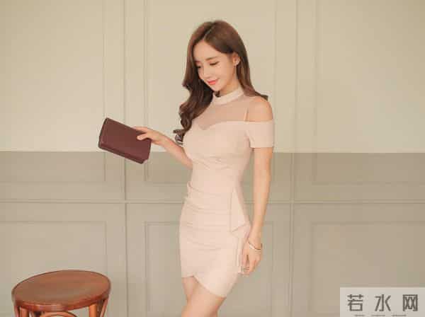 孙允珠 粉纱晚樱韵律中袖连衣裙