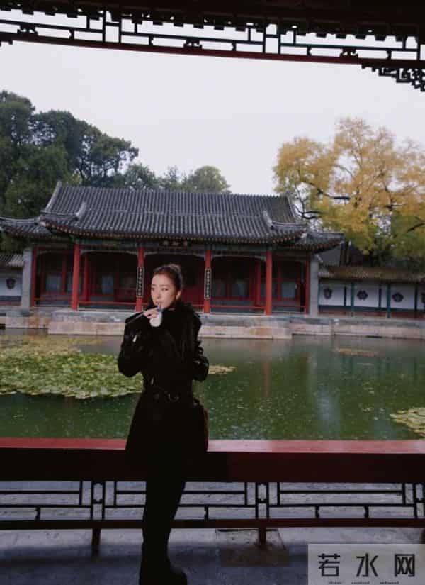 59岁巩俐在北京公园,长了皱纹头发凌乱,喝老酸奶吃糖葫芦接地气