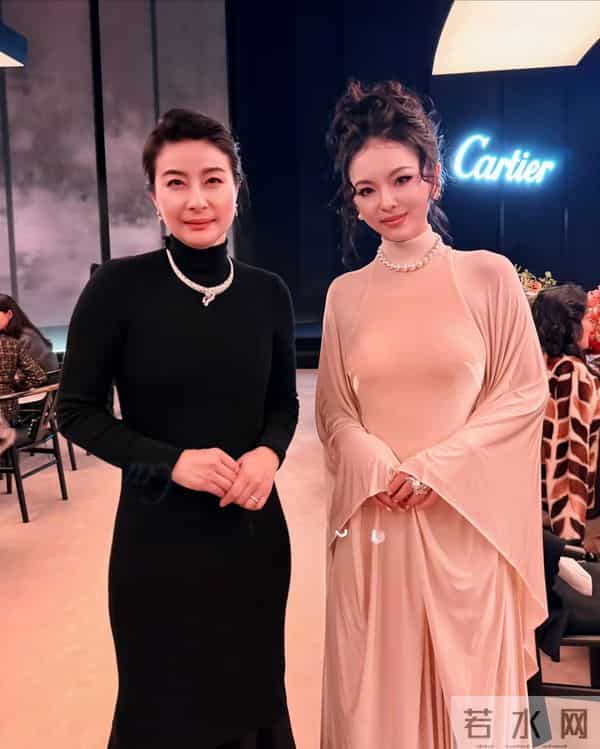 郭晶晶一袭黑衣包裹严实参加晚宴,与谁合影都美得突出!