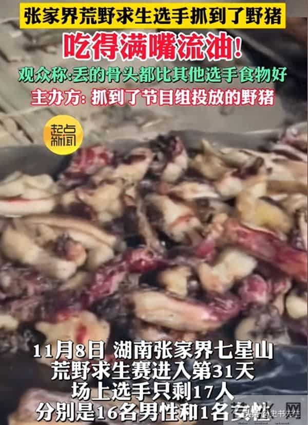 剧本实锤？求生选手吃上“神级”野猪宴，引网友热议，赛事方回应