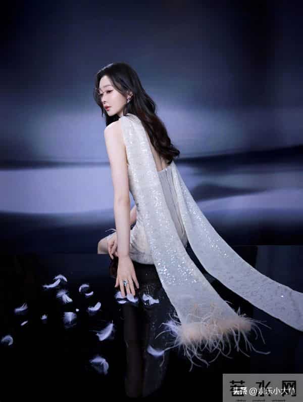宋轶最新活动照,一袭白色薄纱羽毛裙,布灵布灵的,美得不可方物